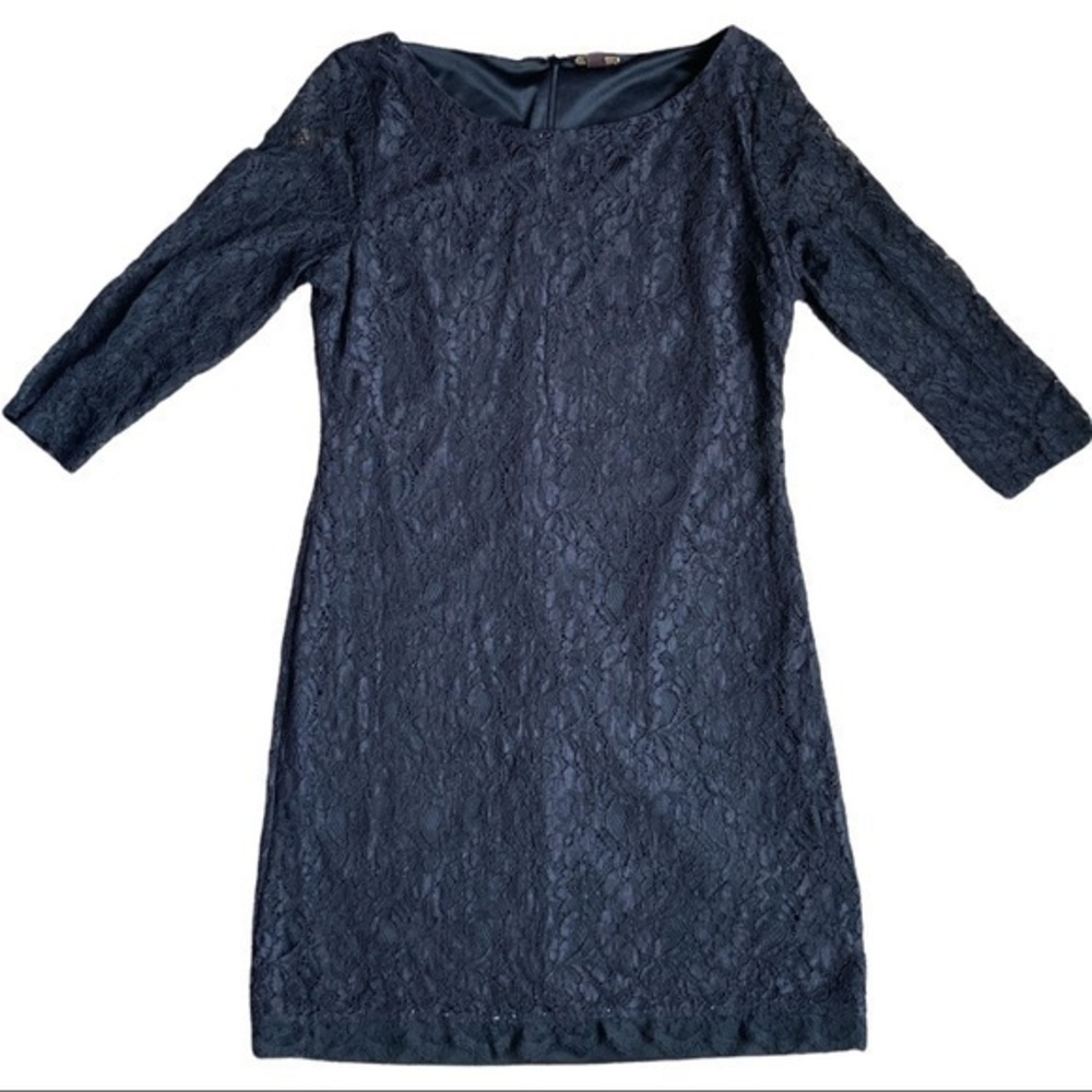 Dana Buchman size 12 dress black lace dress lined, sleeves not lined